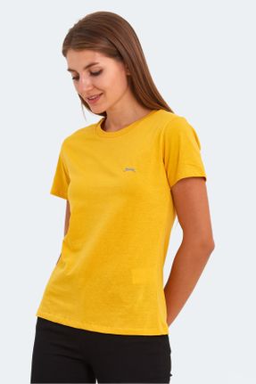 تی شرت زرد زنانه رگولار یقه گرد تکی کد 746970322