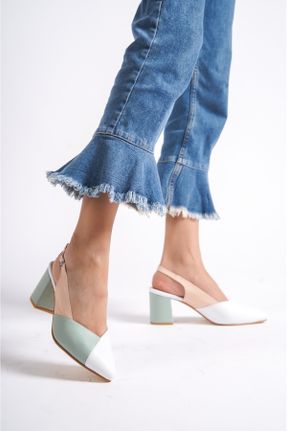 کفش پاشنه بلند کلاسیک سفید زنانه چرم طبیعی پاشنه متوسط ( 5 - 9 cm ) پاشنه ضخیم کد 745479610
