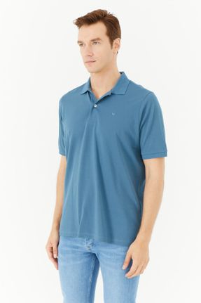 تی شرت آبی مردانه رگولار یقه پولو تکی کد 747448753
