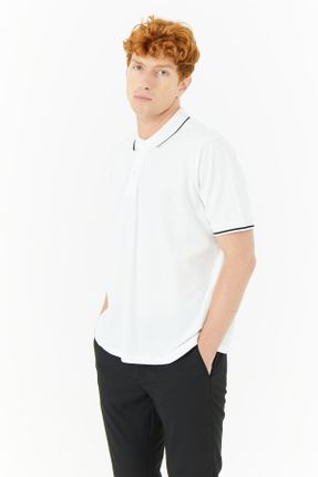 تی شرت سفید مردانه رگولار یقه پولو تکی کد 747448810