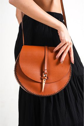 کیف دوشی نارنجی زنانه چرم خالص DaphneSandals - کد 746215940