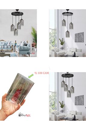 لوستر طوسی شیشه Etsylight - کد 142379013