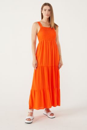 لباس نارنجی زنانه بافتنی رگولار بند دار کد 746696668