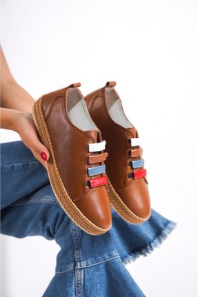 کفش کژوال قهوه ای زنانه چرم طبیعی پاشنه کوتاه ( 4 - 1 cm ) پاشنه ساده کد 745478855