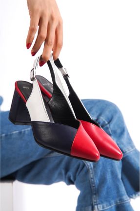 کفش پاشنه بلند کلاسیک قرمز زنانه چرم طبیعی پاشنه ضخیم پاشنه متوسط ( 5 - 9 cm ) کد 745479891