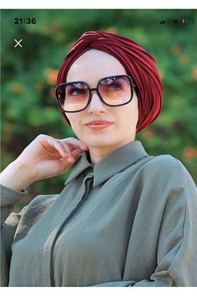 کلاه شنای حجاب زرشکی زنانه Nilbutik - کد 747125262