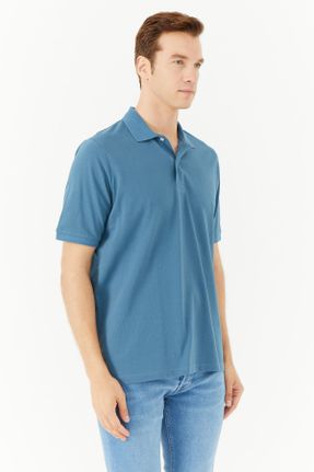 تی شرت آبی مردانه رگولار یقه پولو تکی کد 747448753
