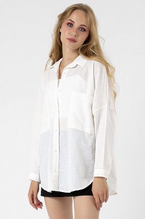 پیراهن سفید زنانه اورسایز bb butik basic - کد 339433267
