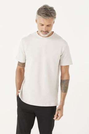 تی شرت طوسی مردانه رگولار یقه گرد پنبه - پلی استر تکی کد 747726755