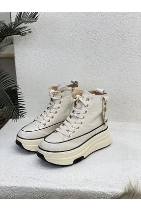 بوت / نیم بوت بژ زنانه چرم خالص Guja - کد 748038766