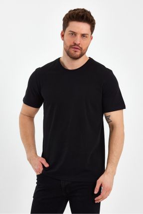 تی شرت مشکی مردانه رگولار یقه خدمه کد 681182370