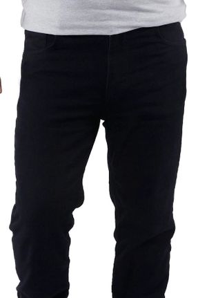 شلوار مشکی مردانه فاق بلند جین پنبه (نخی) پاچه لوله ای اورسایز کد 748216603