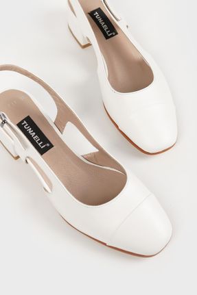 کفش پاشنه بلند کلاسیک سفید زنانه چرم طبیعی پاشنه متوسط ( 5 - 9 cm ) پاشنه ضخیم کد 748630398