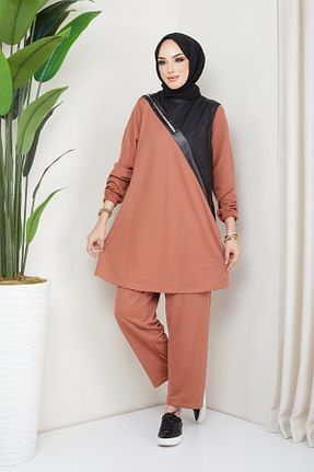 ست بالاتنه و پائین تنه حجاب نارنجی زنانه کارگو Feiza Collection - کد 250707170