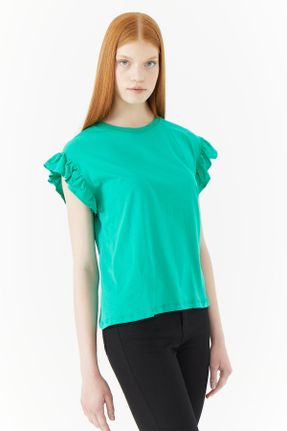 تی شرت سبز زنانه یقه گرد رگولار تکی کد 747778938