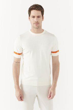 تی شرت نباتی مردانه رگولار یقه گرد تکی کد 752062025