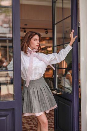 دامن طوسی زنانه پنبه ای BLESS STUDIO - کد 747756746