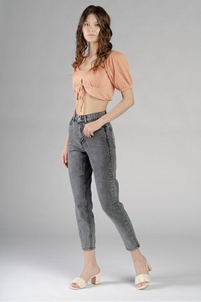 شلوار جین طوسی زنانه پاچه تنگ BROSERER - کد 747763223