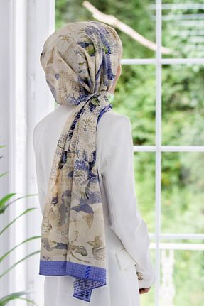 شال آبی زنانه Medine İpeği Vissona - کد 748014562