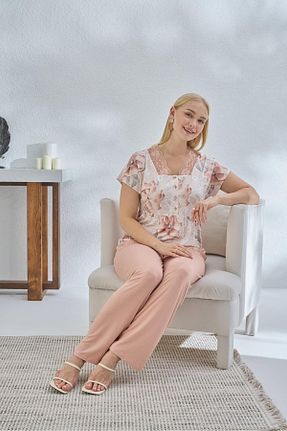 ست لباس راحتی سایز بزرگ سبز زنانه گلدار Sevim - کد 748094576