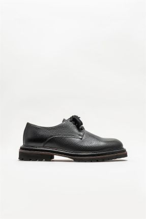 کفش کلاسیک مشکی مردانه چرم طبیعی پاشنه کوتاه ( 4 - 1 cm ) پاشنه ساده کد 748395082