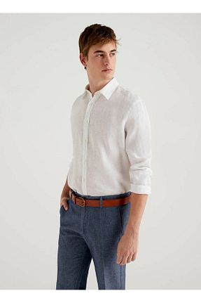 پیراهن سفید مردانه یقه پیراهنی Benetton - کد 748770667