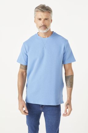 تی شرت سرمه ای مردانه رگولار یقه گرد تکی کد 747727616