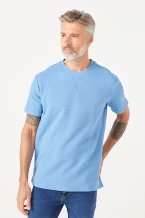 تی شرت سرمه ای مردانه رگولار یقه گرد تکی کد 747727616