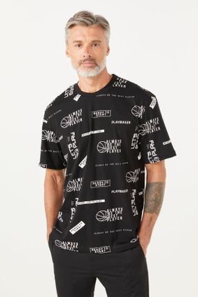 تی شرت مشکی مردانه رگولار یقه گرد تکی کد 747729881