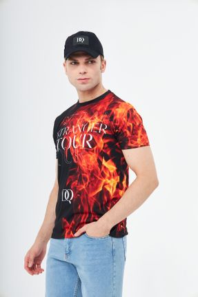تی شرت مشکی مردانه رگولار یقه خدمه پلی استر کد 747730363