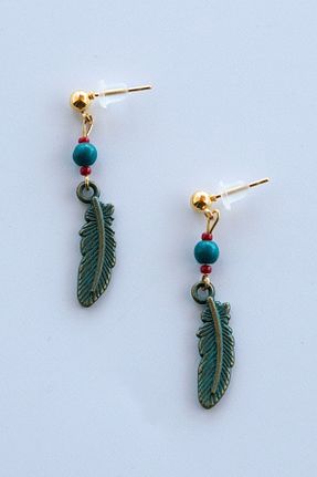 گوشواره جواهر فیروزه ای سنگ طبیعی Lila Rosa - کد 747827270