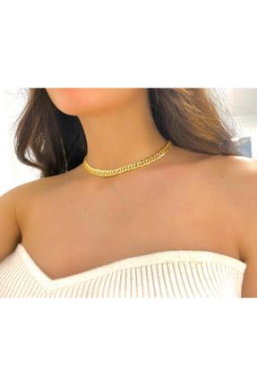 گردنبند جواهر طلائی زنانه برنز کد 748231189