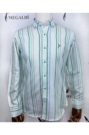 پیراهن سبز مردانه اسلیم فیت MEGALDİ - کد 748271640