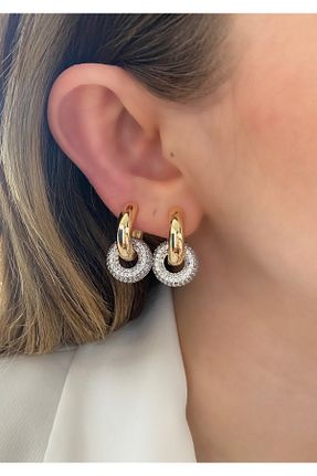 گوشواره جواهر طلائی زیرکن Pinery Jewels - کد 748287870