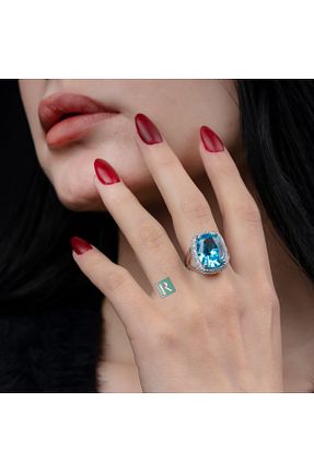 انگشتر نقره آبی زنانه زیرکن RevSilver - کد 742626232