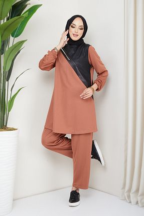 ست بالاتنه و پائین تنه حجاب نارنجی زنانه کارگو Feiza Collection - کد 250707170