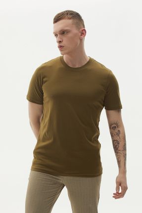 تی شرت خاکی مردانه رگولار یقه گرد تکی کد 747786372