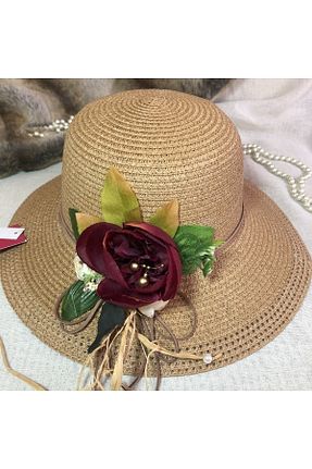 کلاه قهوه ای زنانه حصیر SAHRA BEACHWEAR - کد 748891027