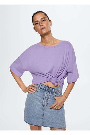 تیشرت بنفش زنانه رگولار MANGO - کد 660650706