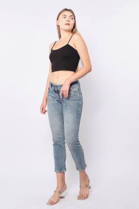 شلوار جین آبی زنانه پاچه رگولار فاق بلند جین استاندارد کد 324461392