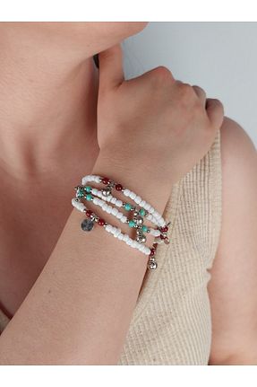دستبند جواهر سفید زنانه منجق TAKİBUTİGİNİZ - کد 749526984