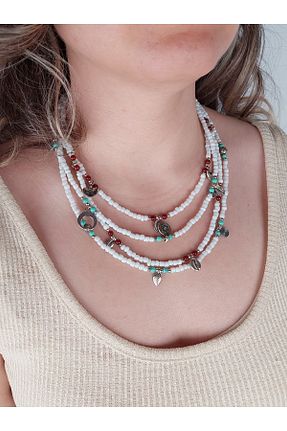 گردنبند جواهر سفید زنانه منجق TAKİBUTİGİNİZ - کد 749527512