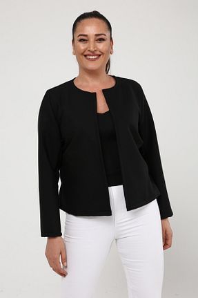 کت سایز بزرگ مشکی زنانه الاستین Curvy Trend - کد 667238134