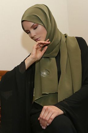 شال خاکی زنانه ابریشم کد 49081662