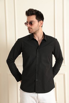 پیراهن مشکی مردانه Relaxed ModaPlaza - کد 749487672