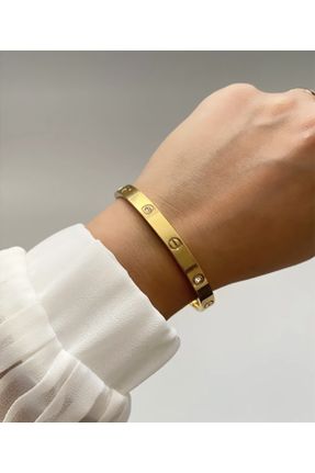 دستبند استیل طلائی زنانه استیل ضد زنگ کد 749549978