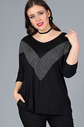 بلوز سایز بزرگ مشکی زنانه سایز بزرگ Curvy Trend - کد 266799931