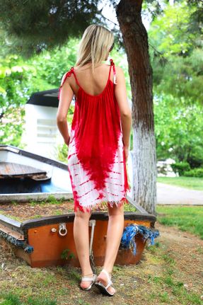 لباس ساحلی قرمز زنانه طرح باتیک پنبه (نخی) کد 49360444