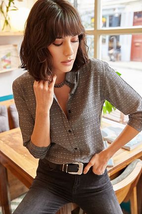 پیراهن طوسی زنانه اسلیم فیت Olalook - کد 32053599