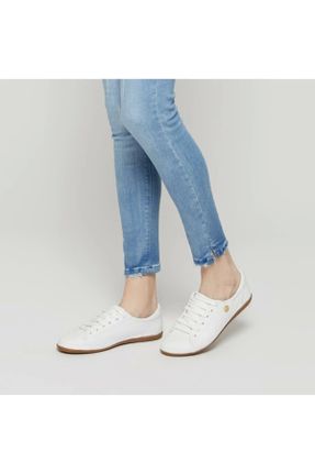 کفش اسنیکر سفید زنانه چرم طبیعی بند دار چرم طبیعی کد 2293797